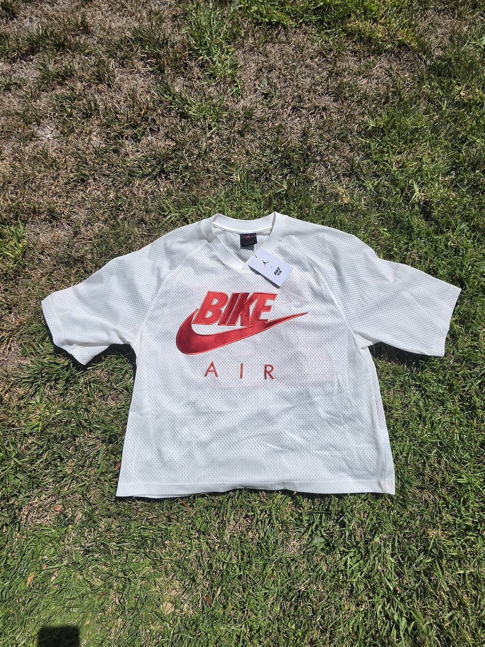Jordan BIKE AIR x Nigel Sylvester Jersey. Sail with Red 'BIKE AIR' Logo. Medium